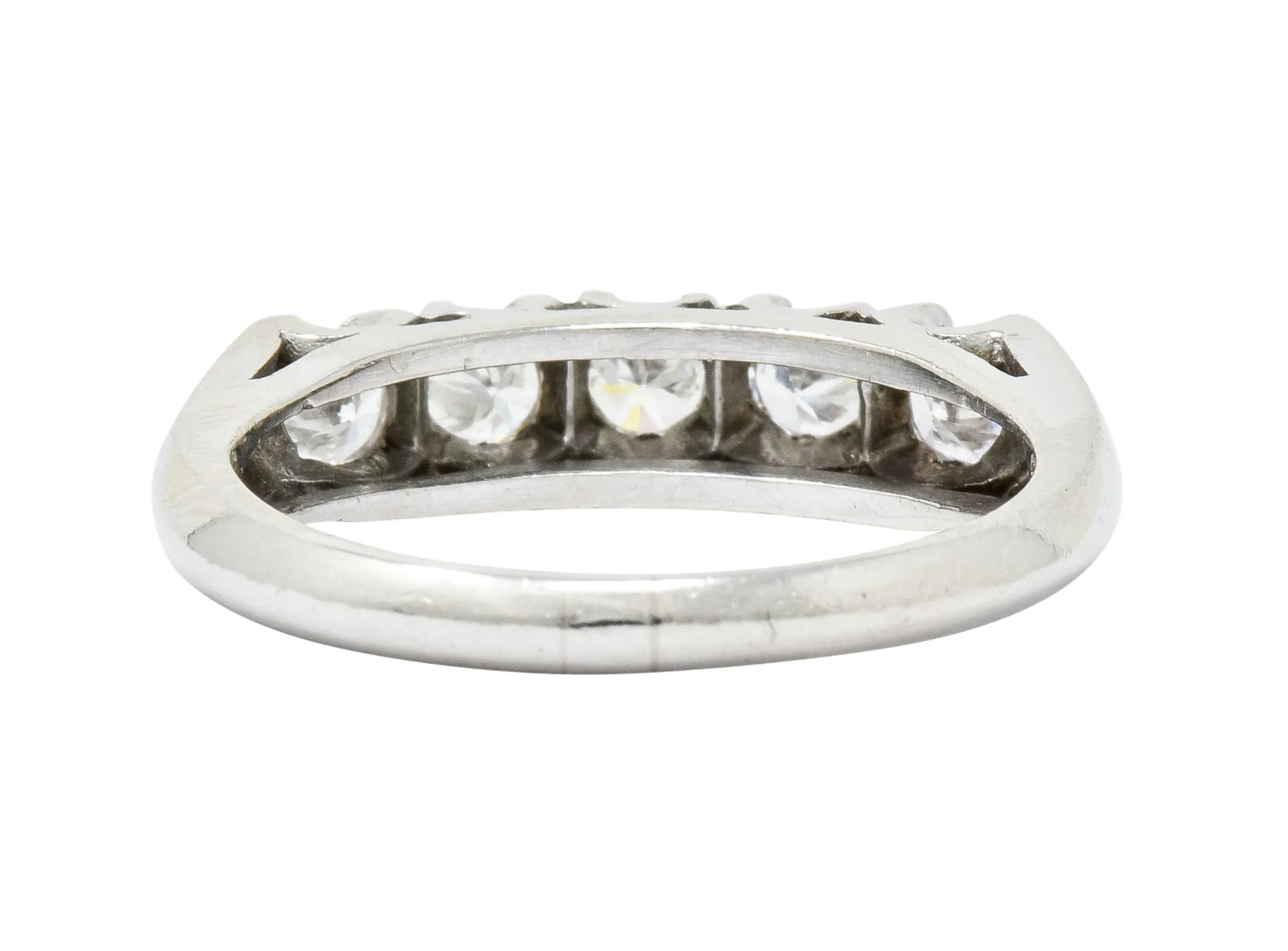 1950's Mid-Century 0.70 CTW Diamond Platinum Five Stone Band Ring