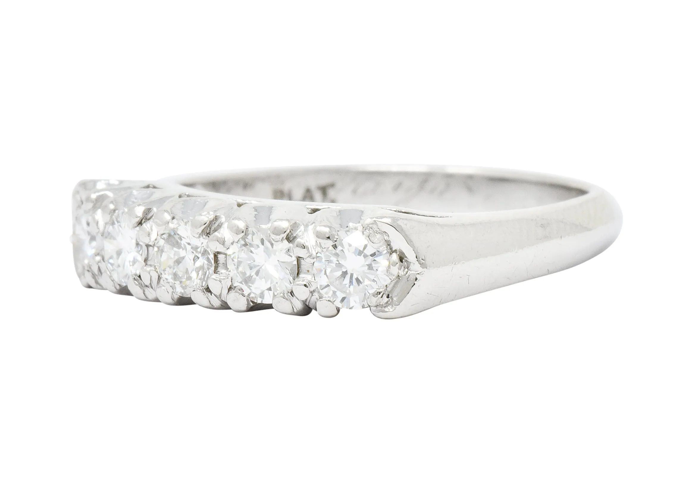 1950's Mid-Century 0.70 CTW Diamond Platinum Five Stone Band Ring