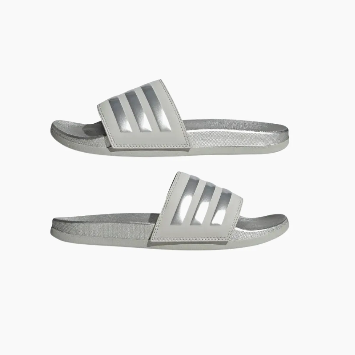 Adidas Adilette comfort slides- Grey Two/Silver Metallic/Grey Two