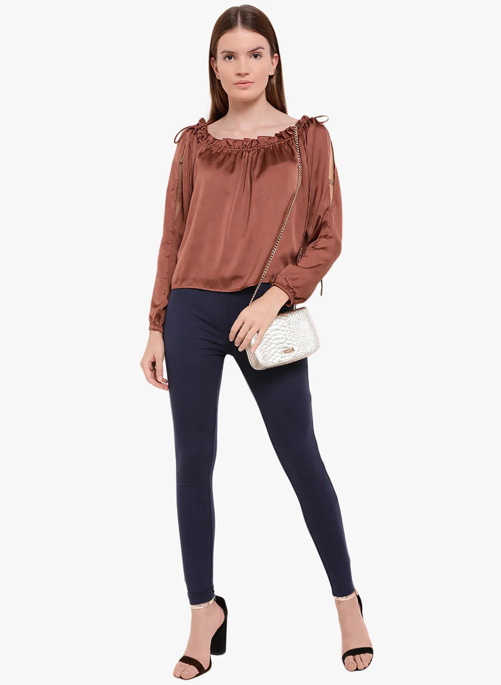 Amour Betina Drawstring Slit Sleeve Top