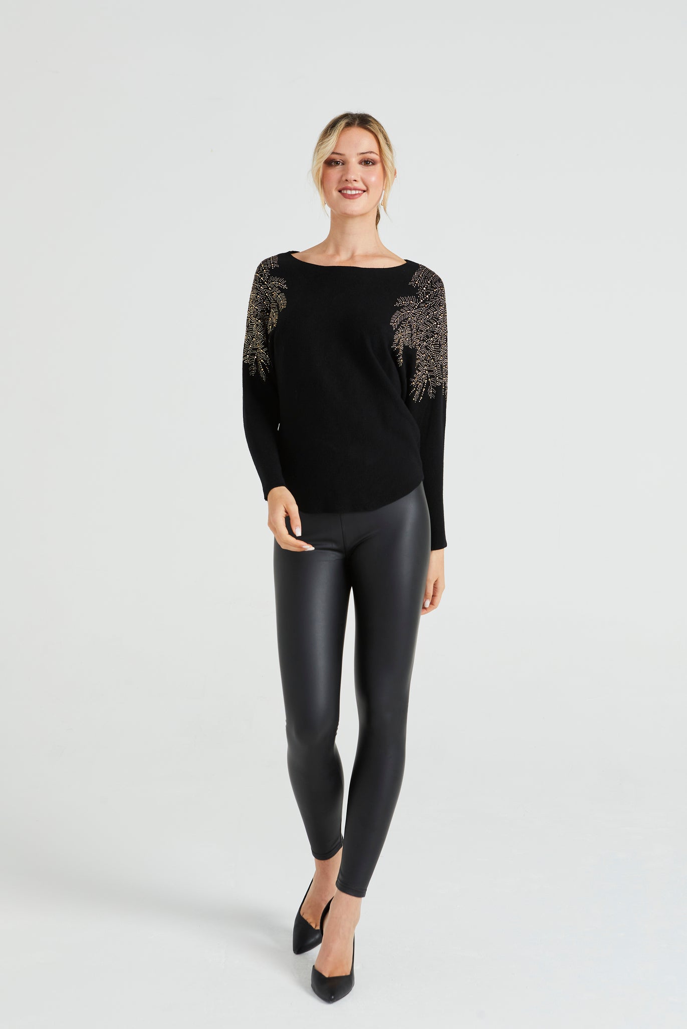 Angeleye Batwing Knitted Jumper With Sequin