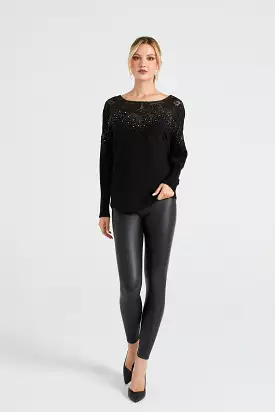 Angeleye Black Batwing Knitted Jumper With Sequin