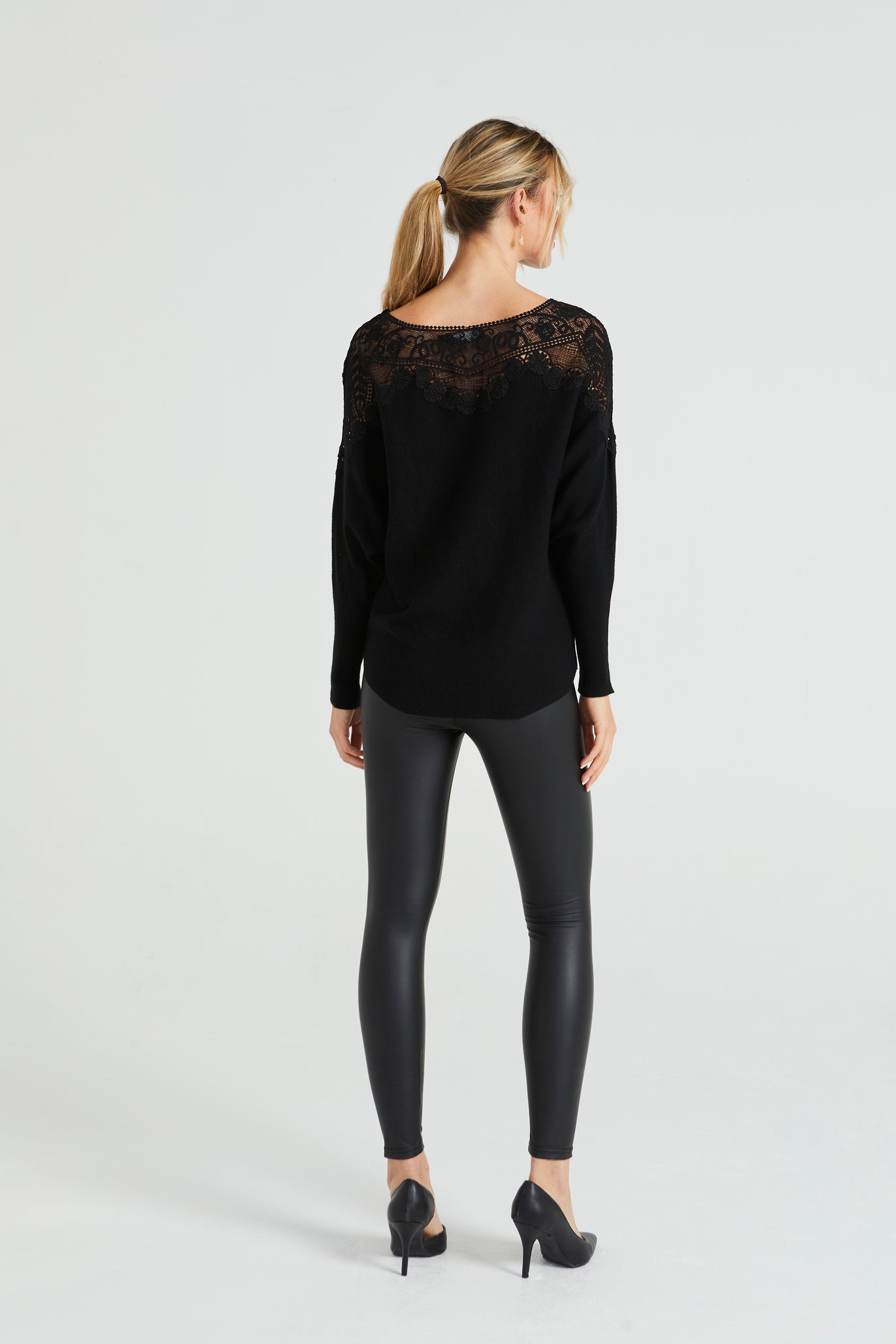 Angeleye Black Batwing Knitted Jumper With Sequin