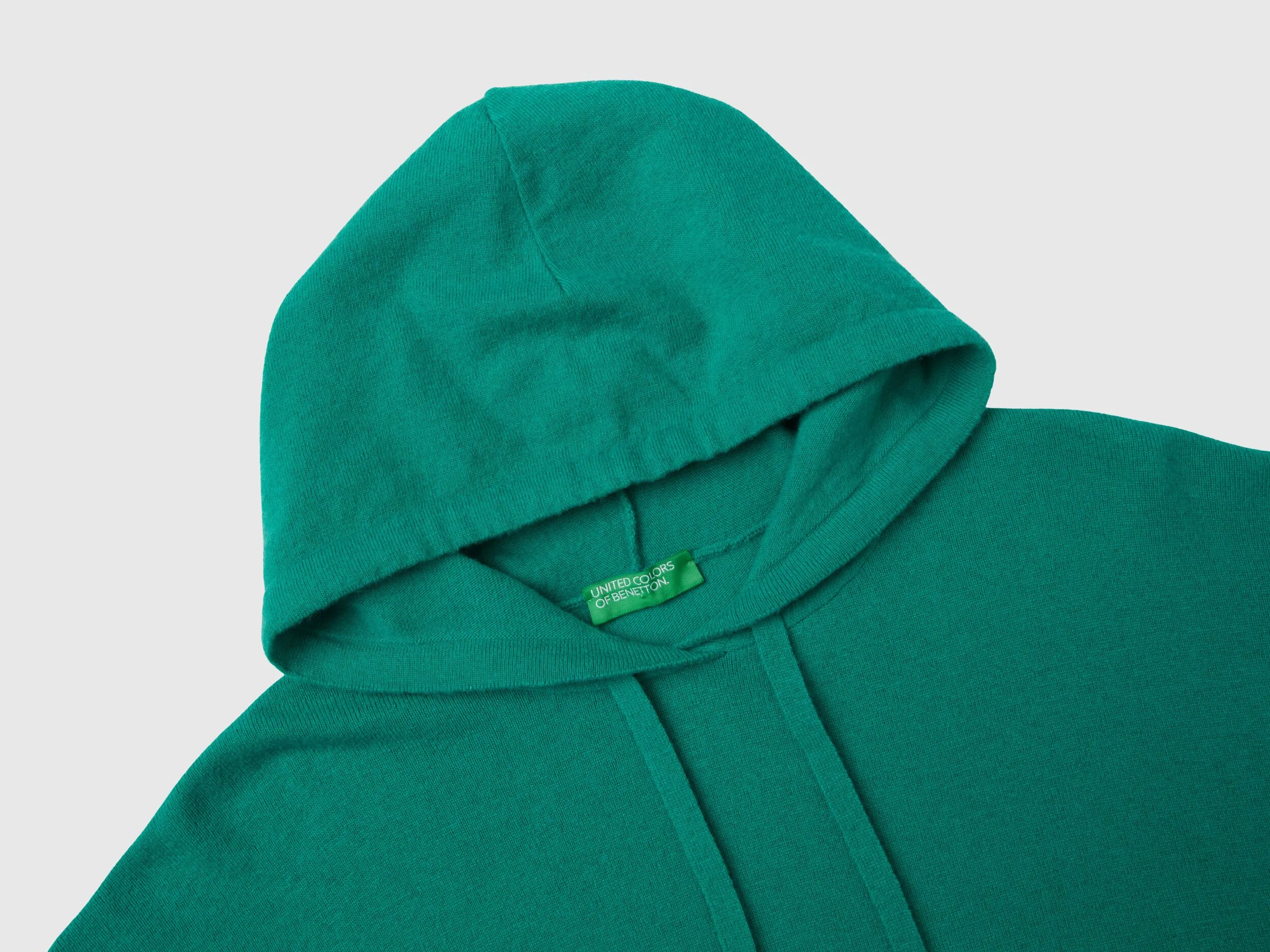 Aqua green cashmere blend sweater with hood - Green | Benetton