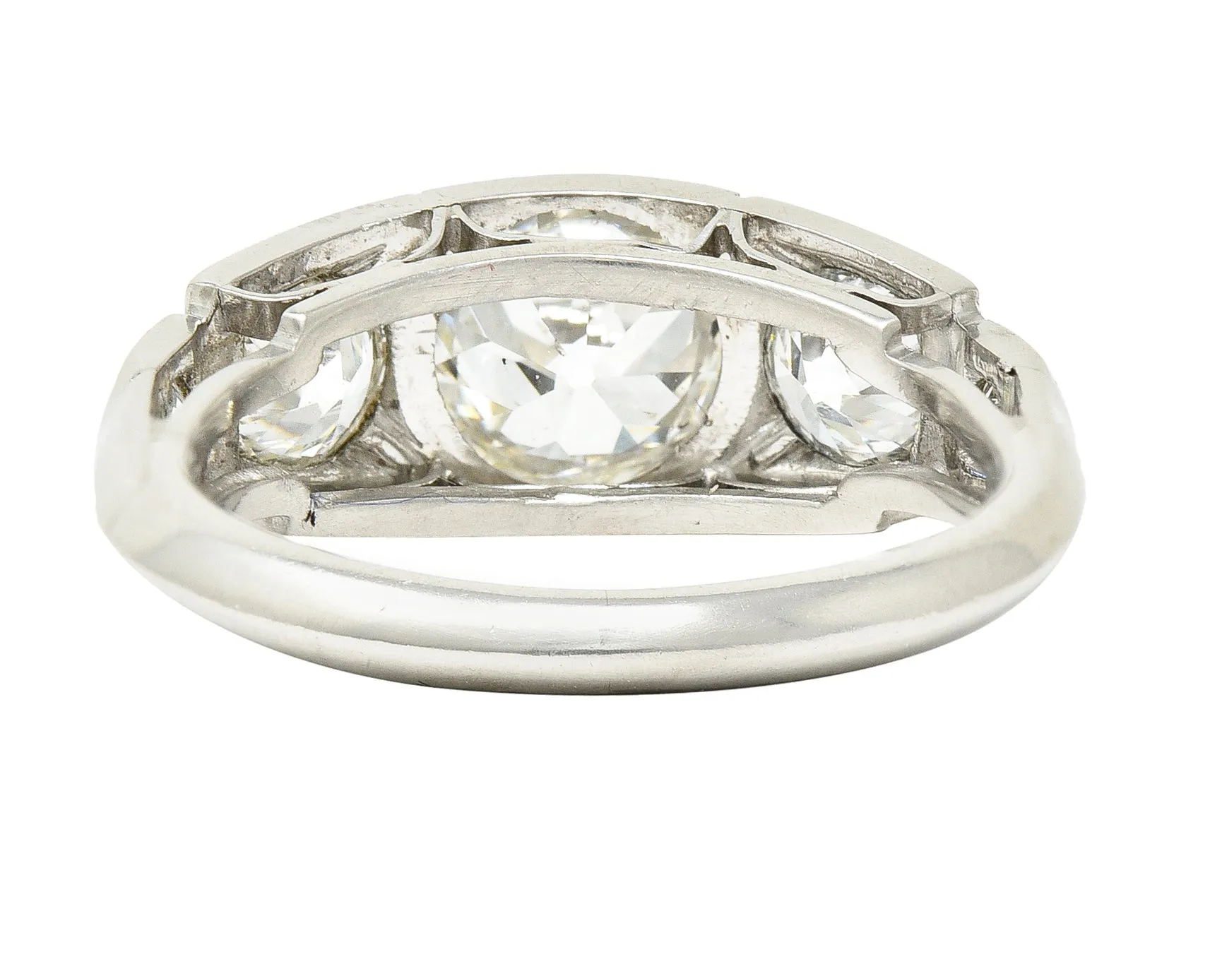 Art Deco 1.91 CTW Old European Cut Diamond Platinum Five Stone Band Ring