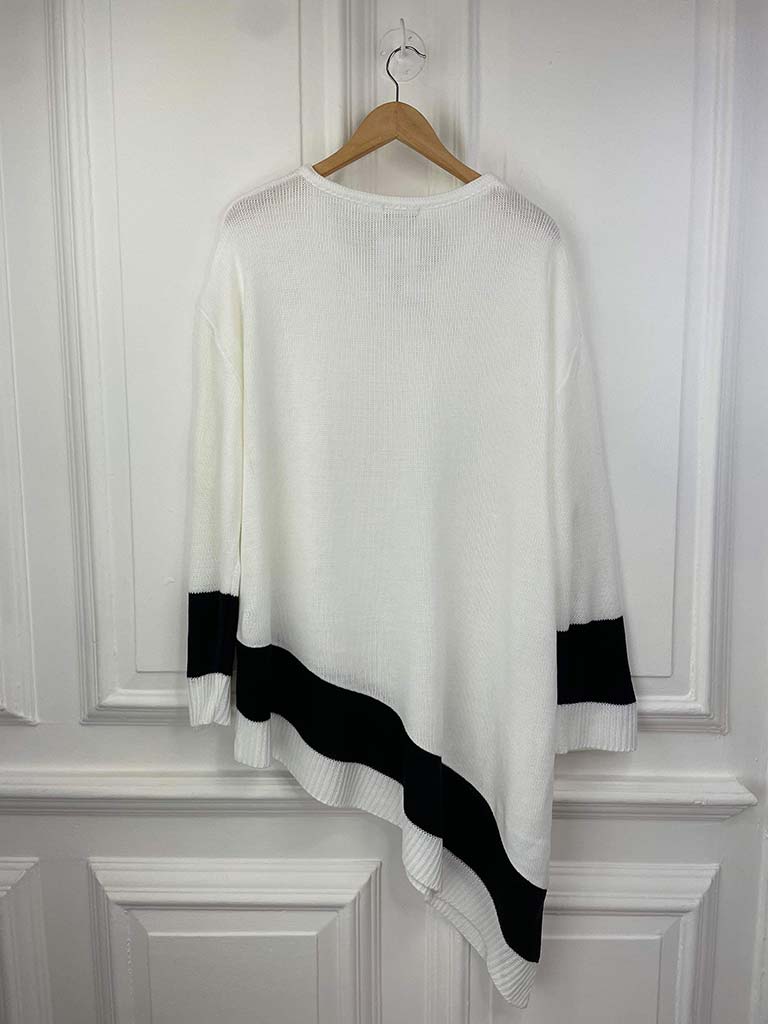 Asymmetric Block Stripe Knit - White