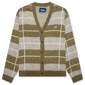 Awake Men's Green Window Mohair Cardigan