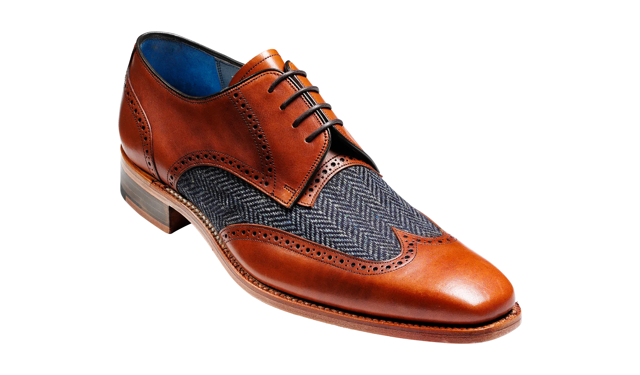 Barker Jackson two-tone Derby - Cedar Calf / Blue Tweed