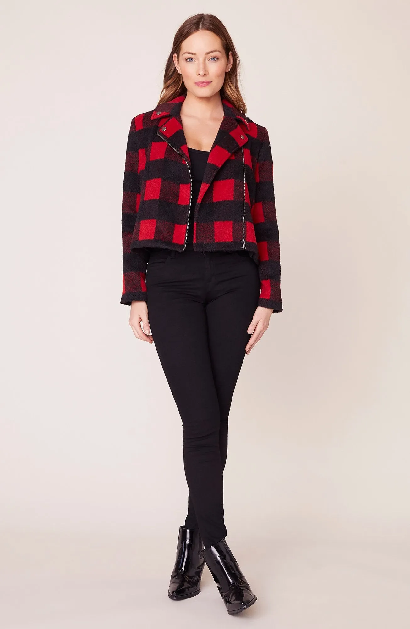 BB Dakota Buffalo Plaid Moto Jacket