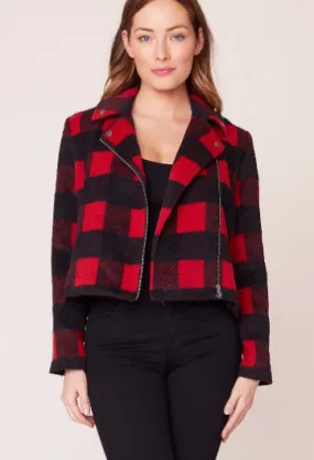 BB Dakota Buffalo Plaid Moto Jacket