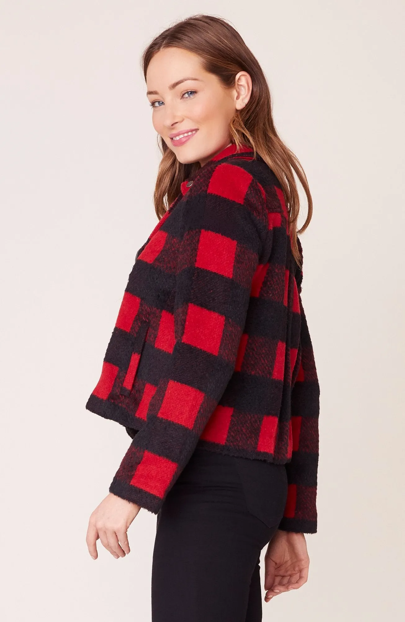 BB Dakota Buffalo Plaid Moto Jacket