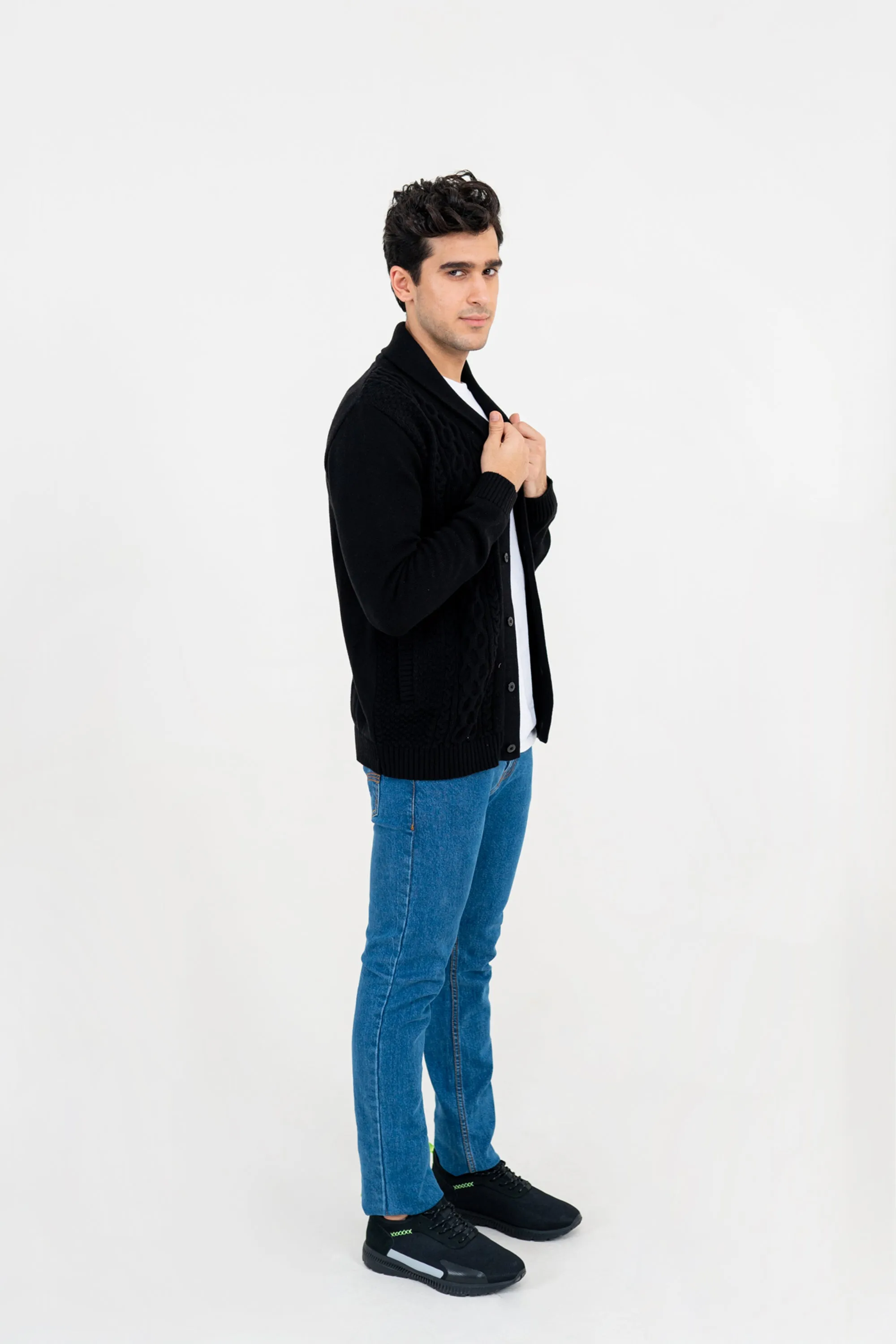 Black Cable Knit Cardigan