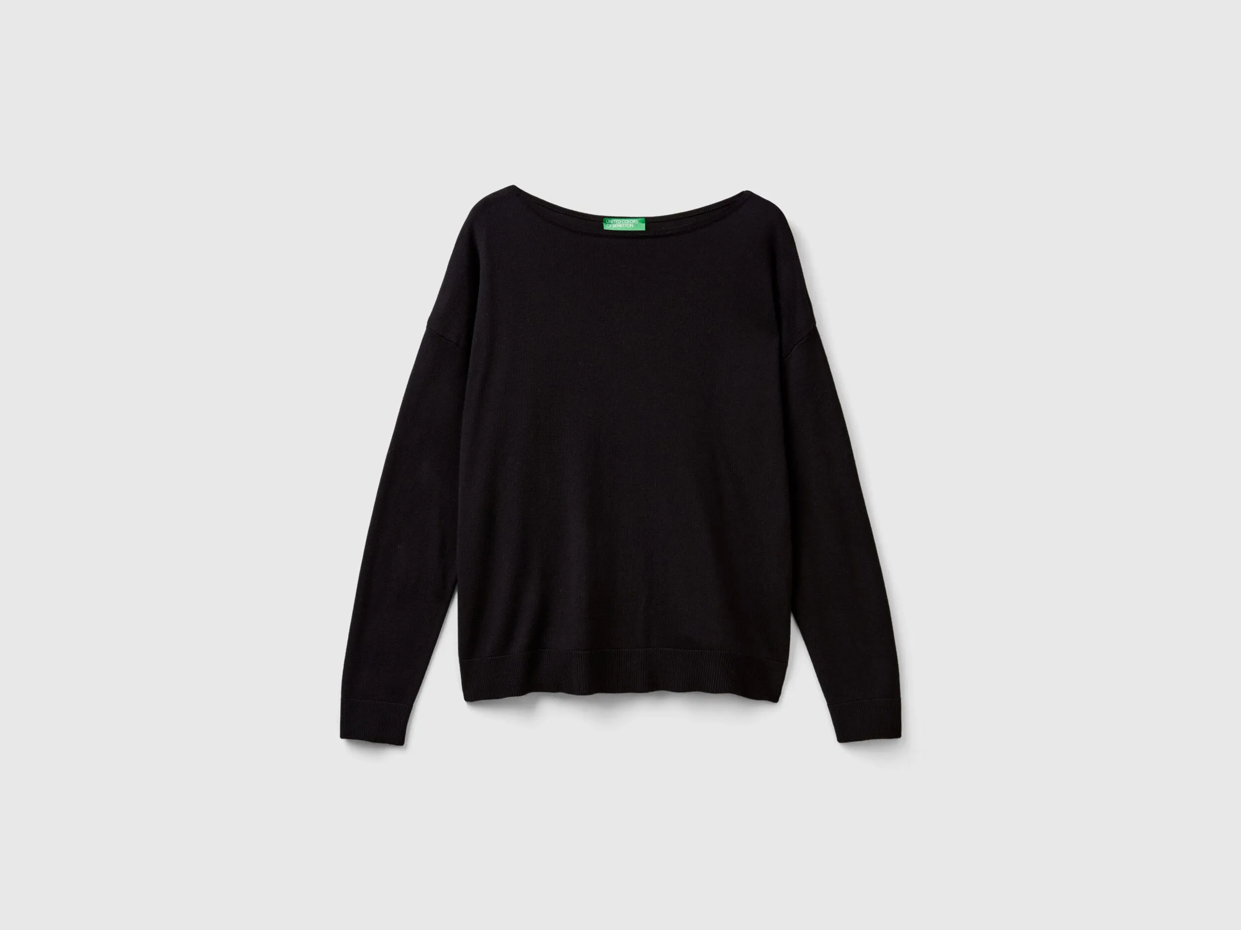 Boat neck sweater - Black | Benetton