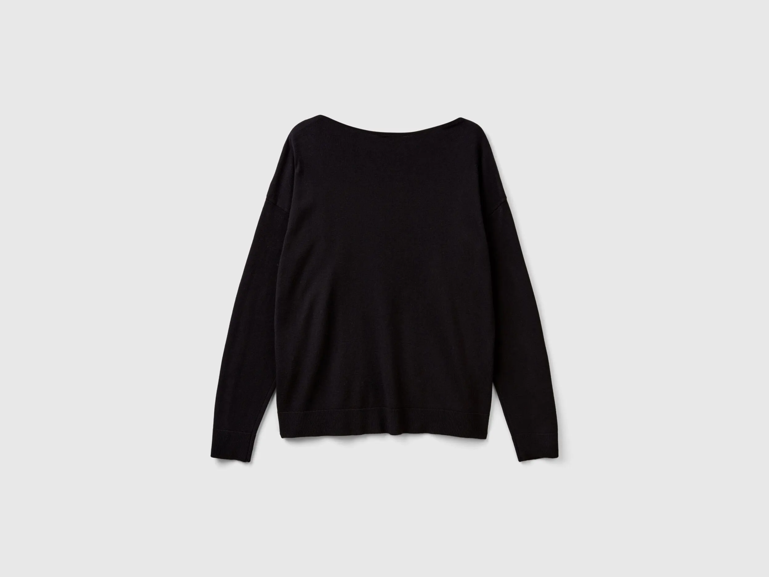 Boat neck sweater - Black | Benetton