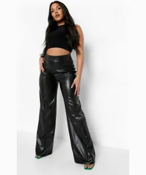 boohoo Womens Plus Pu Flares