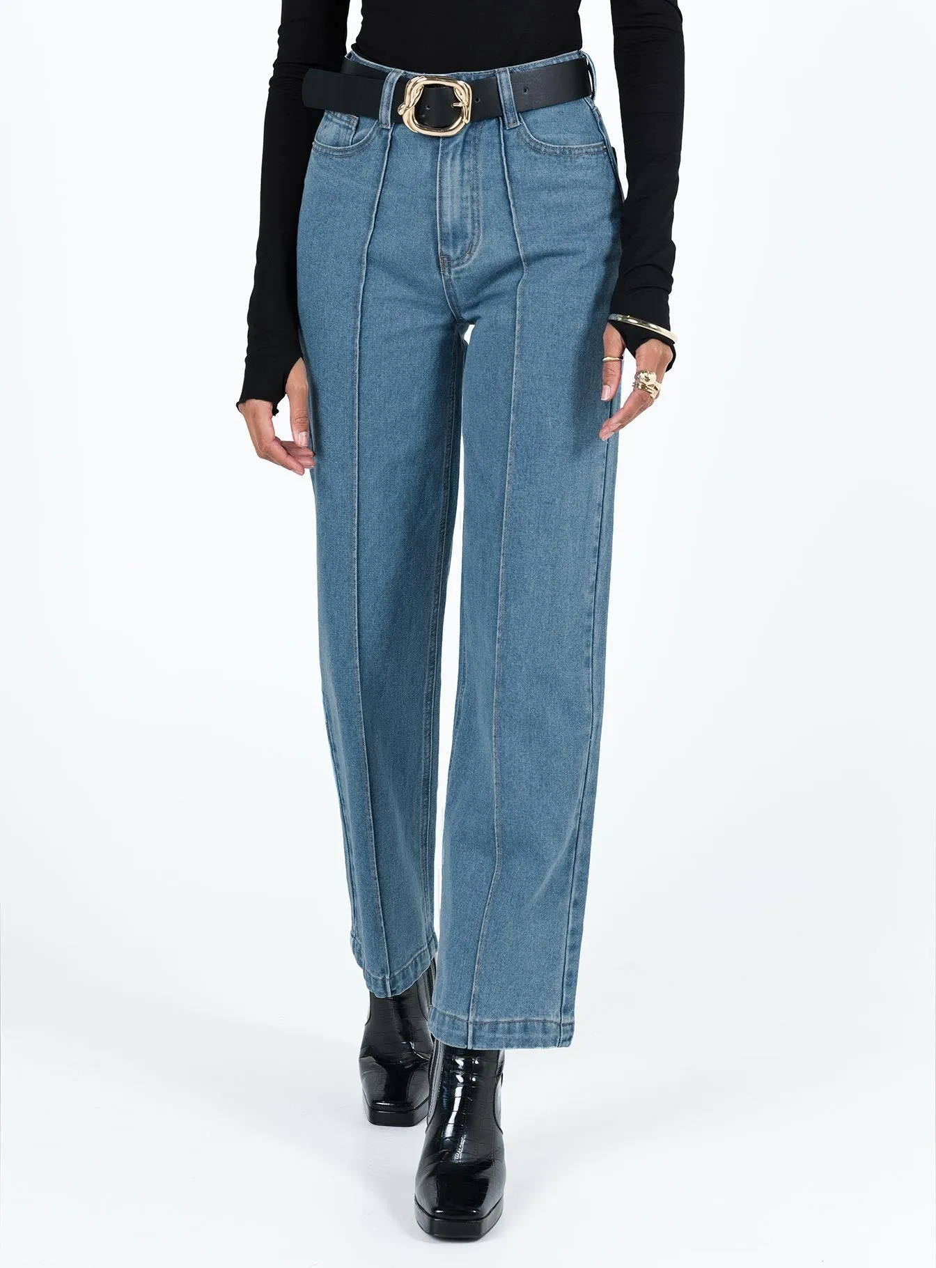 Booran Wide Leg Mid Wash Denim Jean