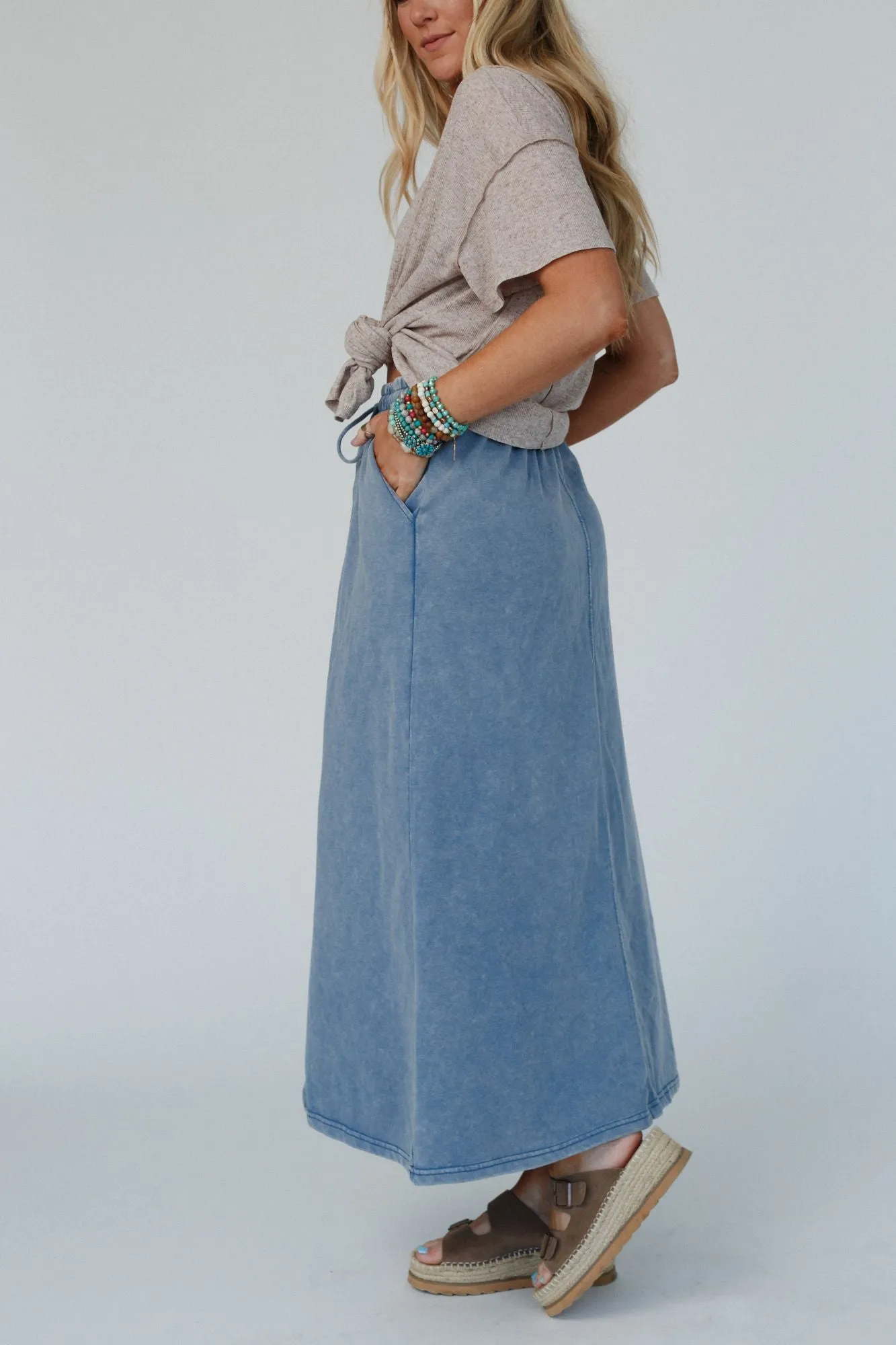 Bottom Line Drawstring Skirt - Blue