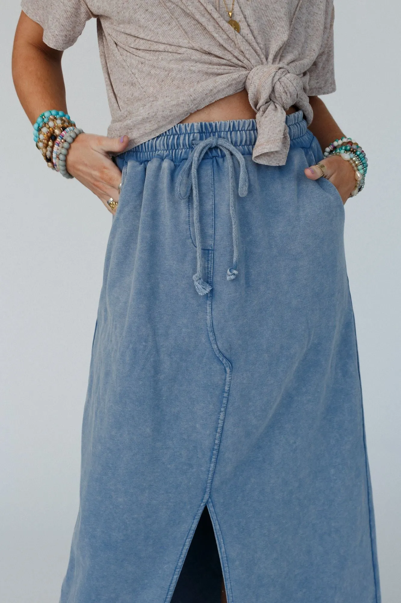 Bottom Line Drawstring Skirt - Blue