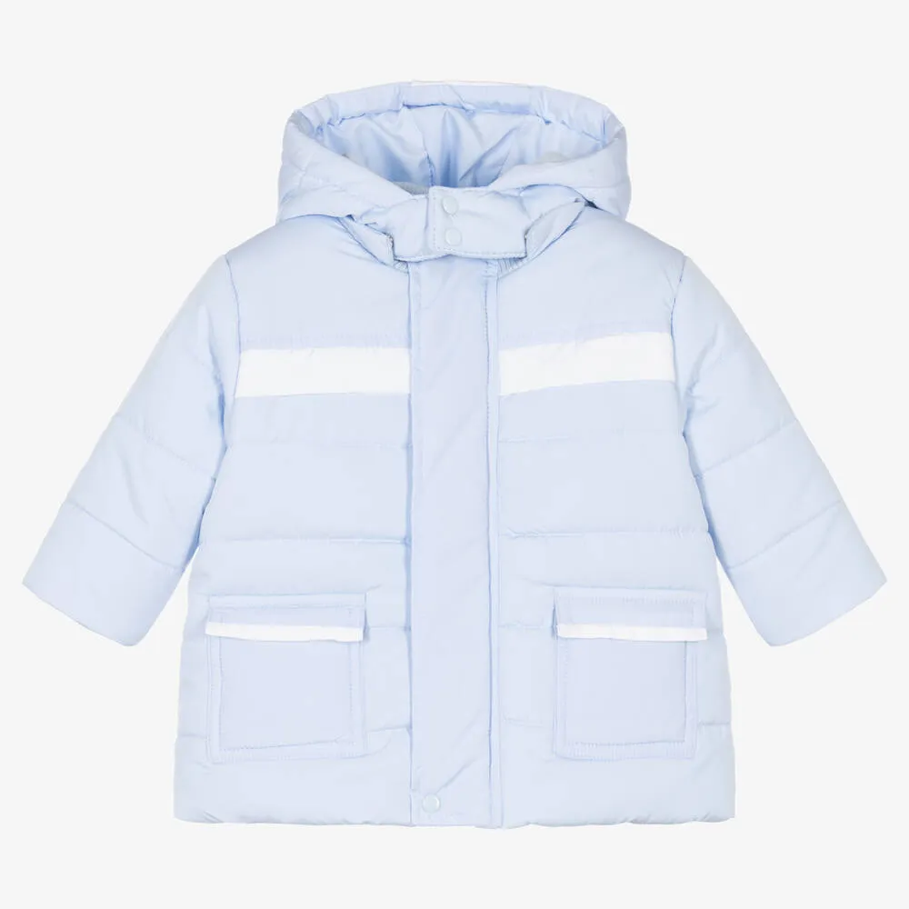 Boys Blue Padded Hooded Coat