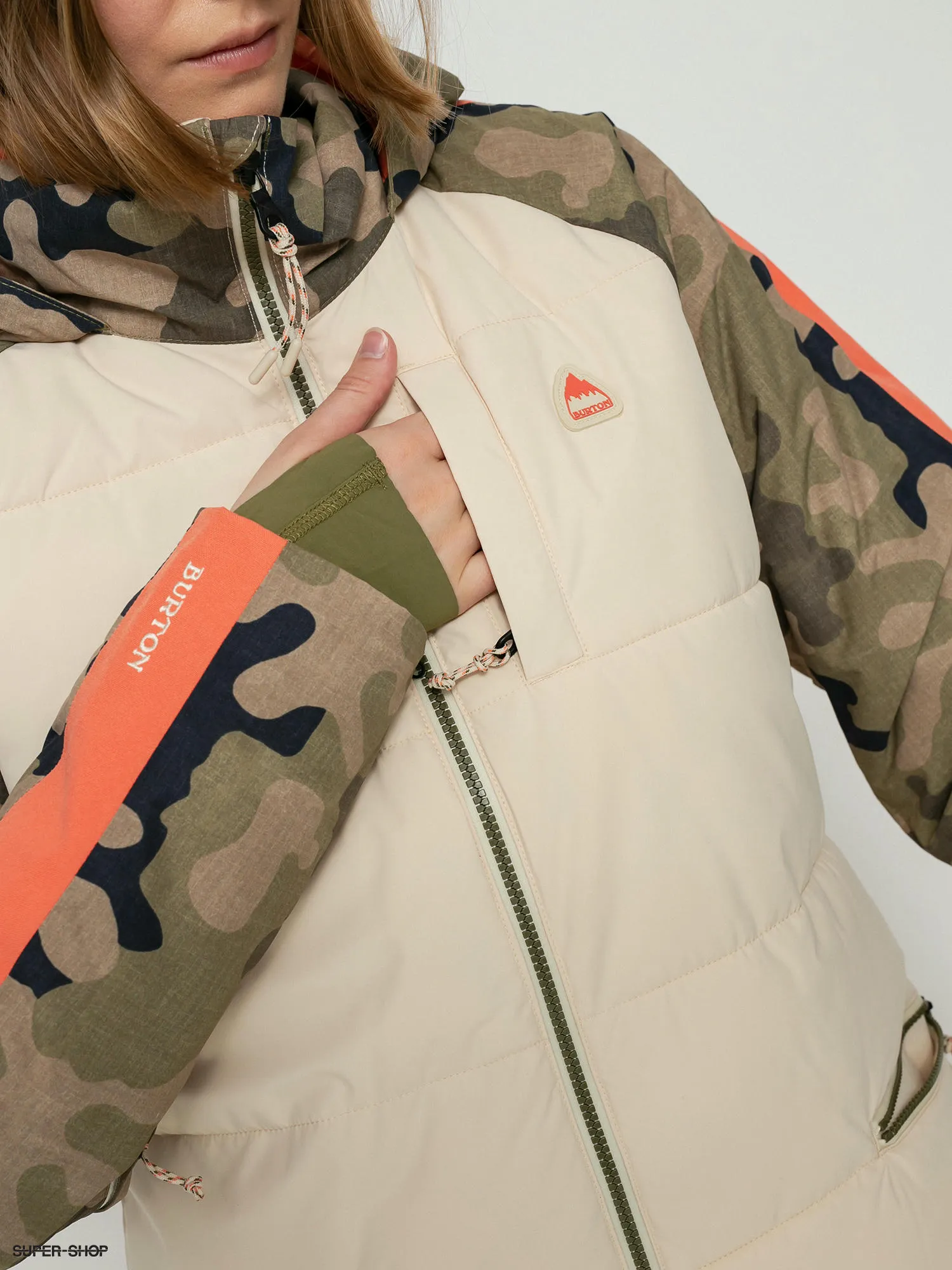 Burton Keelan Snowboard jacket Wmn (creme brulee/martini olive terra camo)