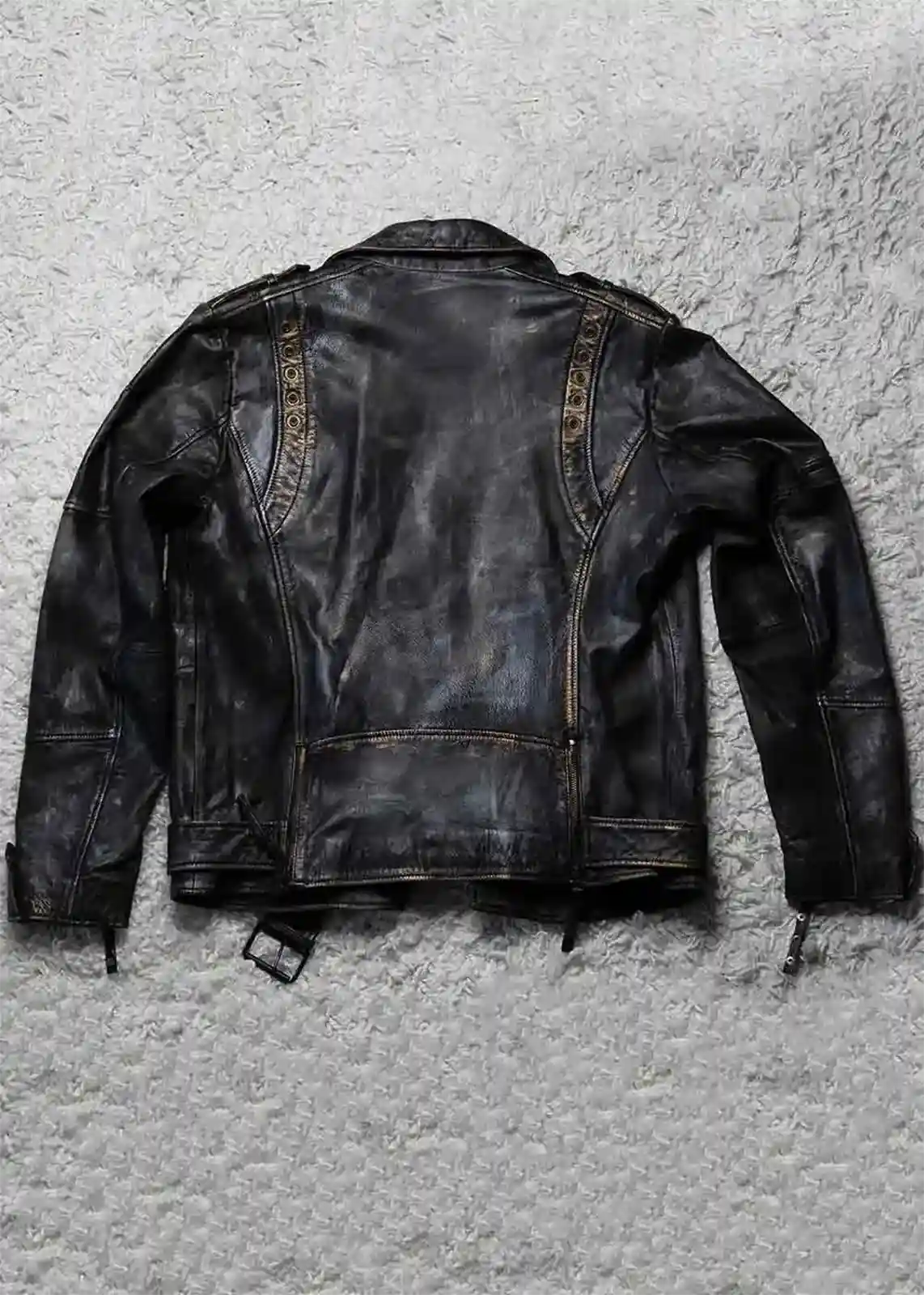 Buy Hand-Painted Bronze Zippered Leather Jacket | Luca Designs