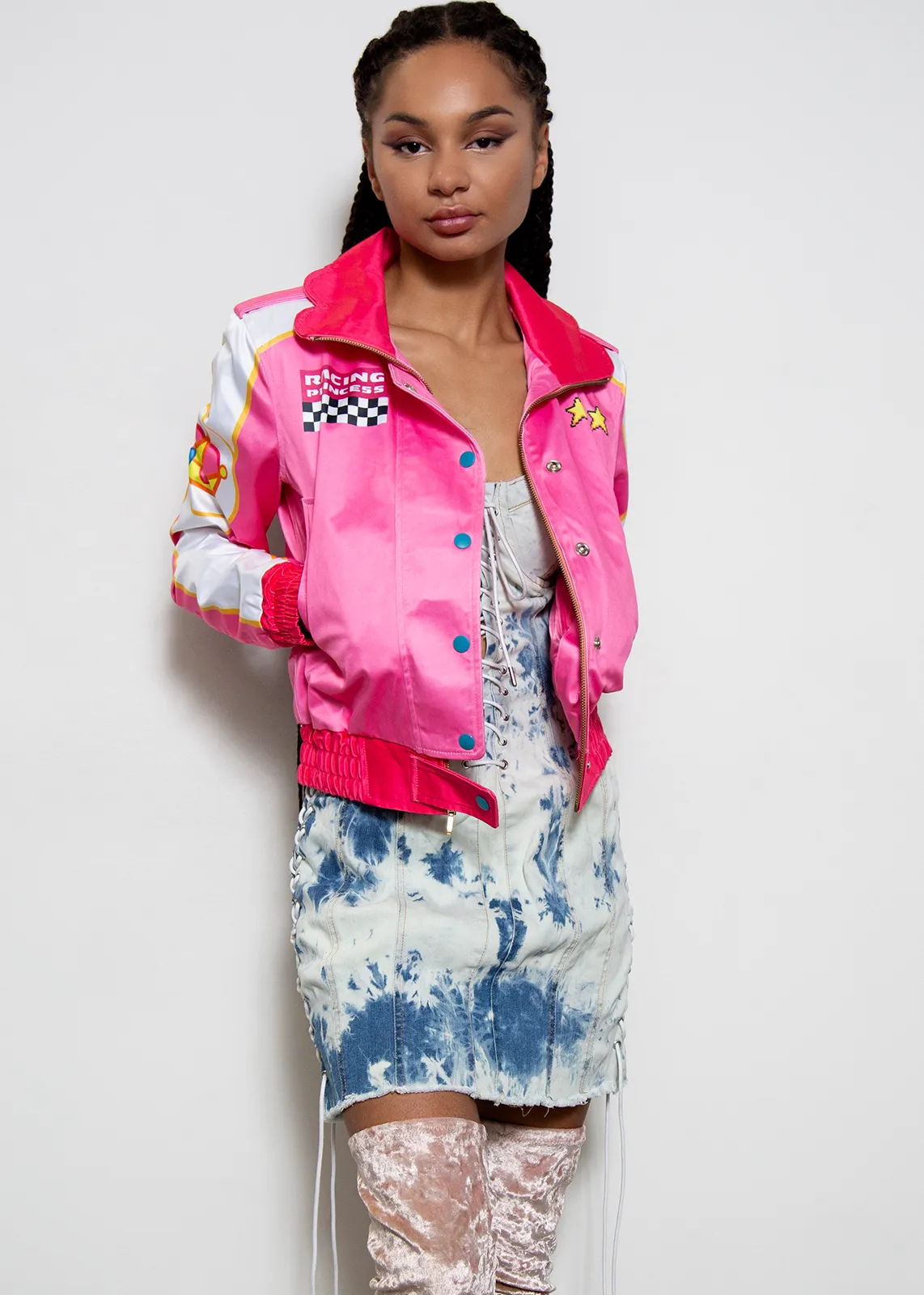 Buy Womens Pink Racing Princess Peach Bomber Jacket