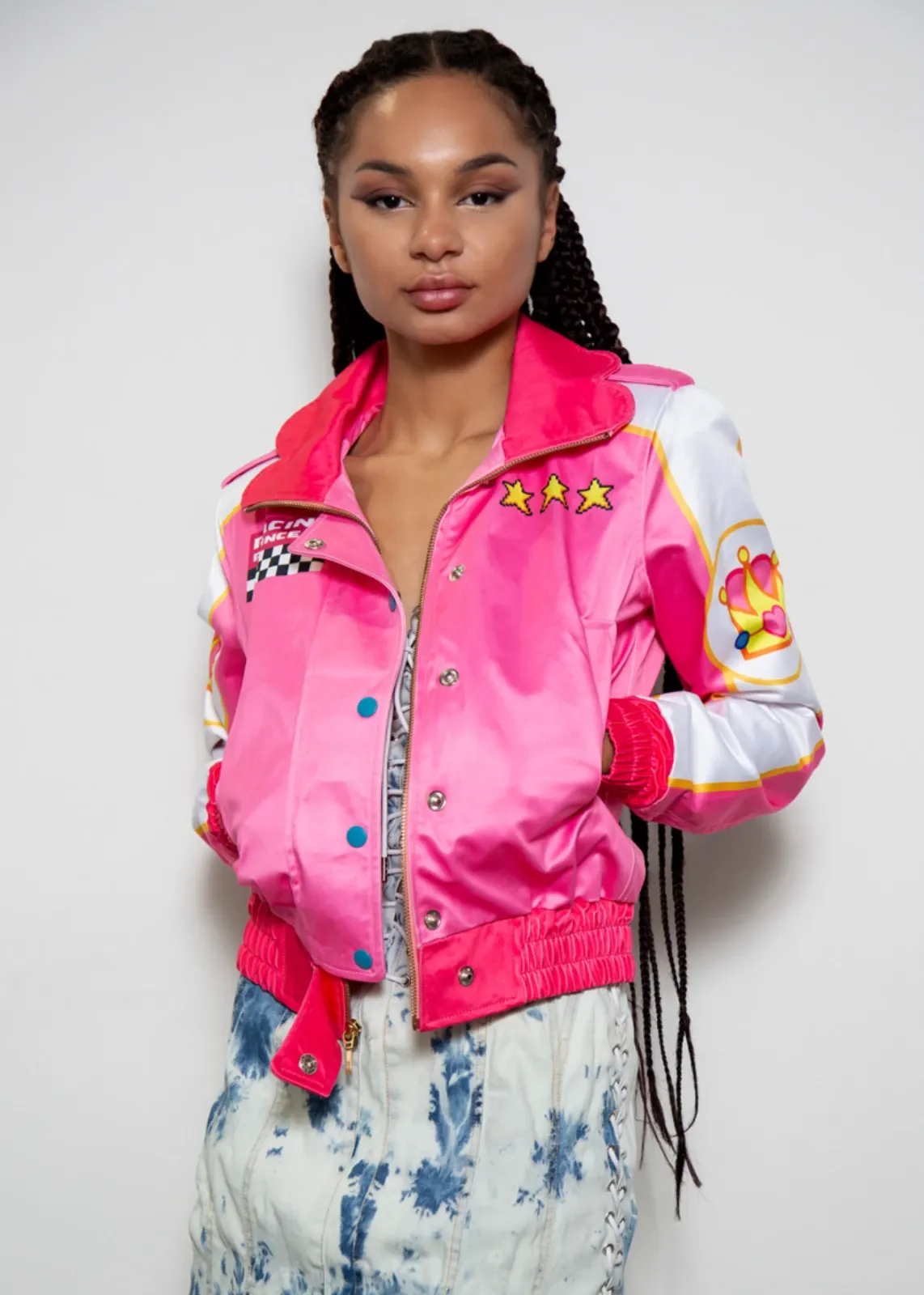 Buy Womens Pink Racing Princess Peach Bomber Jacket