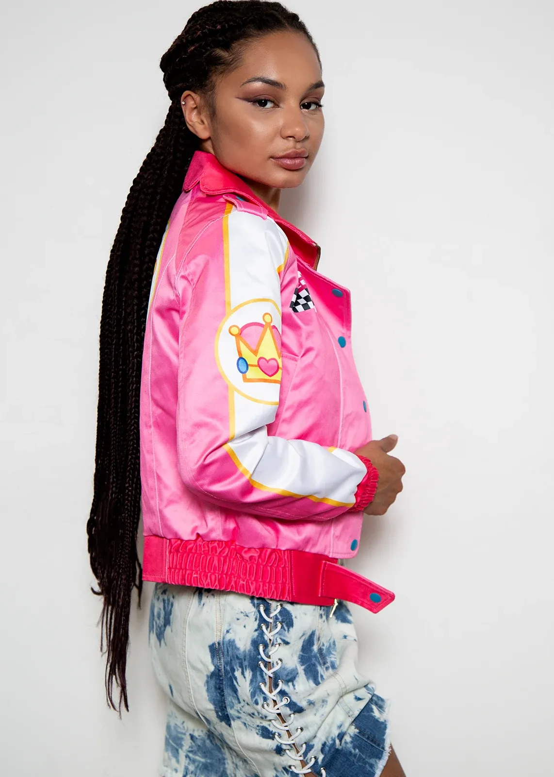 Buy Womens Pink Racing Princess Peach Bomber Jacket