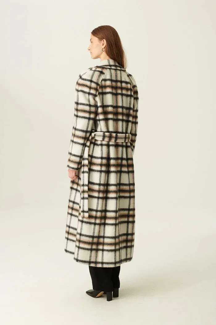 Cabrina Check Heavy Wool Oversized Coat (Light Grey Black Check)