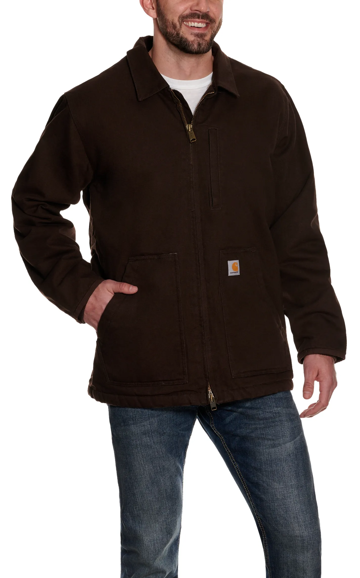 Carhartt Men's Dark Brown Sherpa-lined Coat - Big & Tall