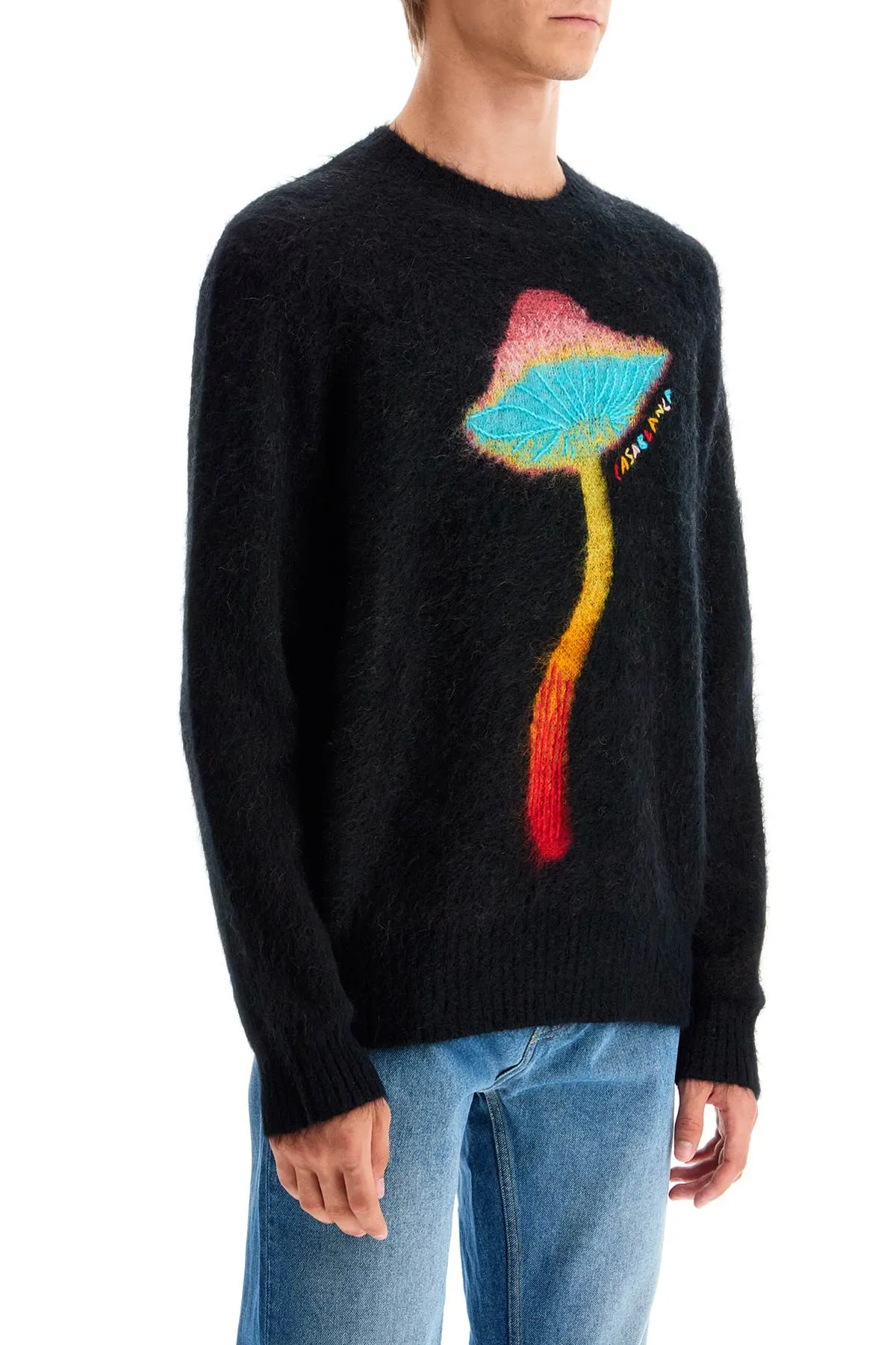 Casablanca Rainbow Mushroom Sweater   Black