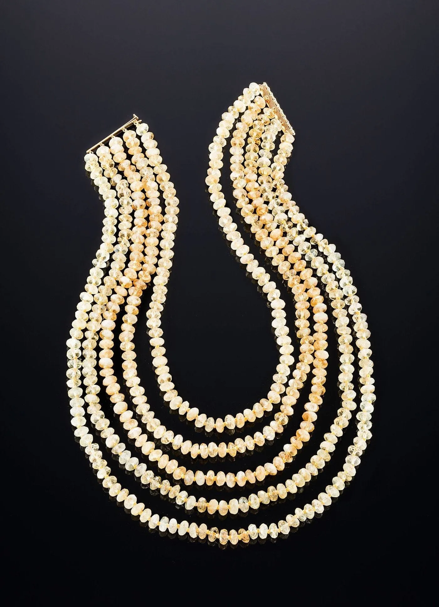 Citrine Necklace, 14K Five Strand