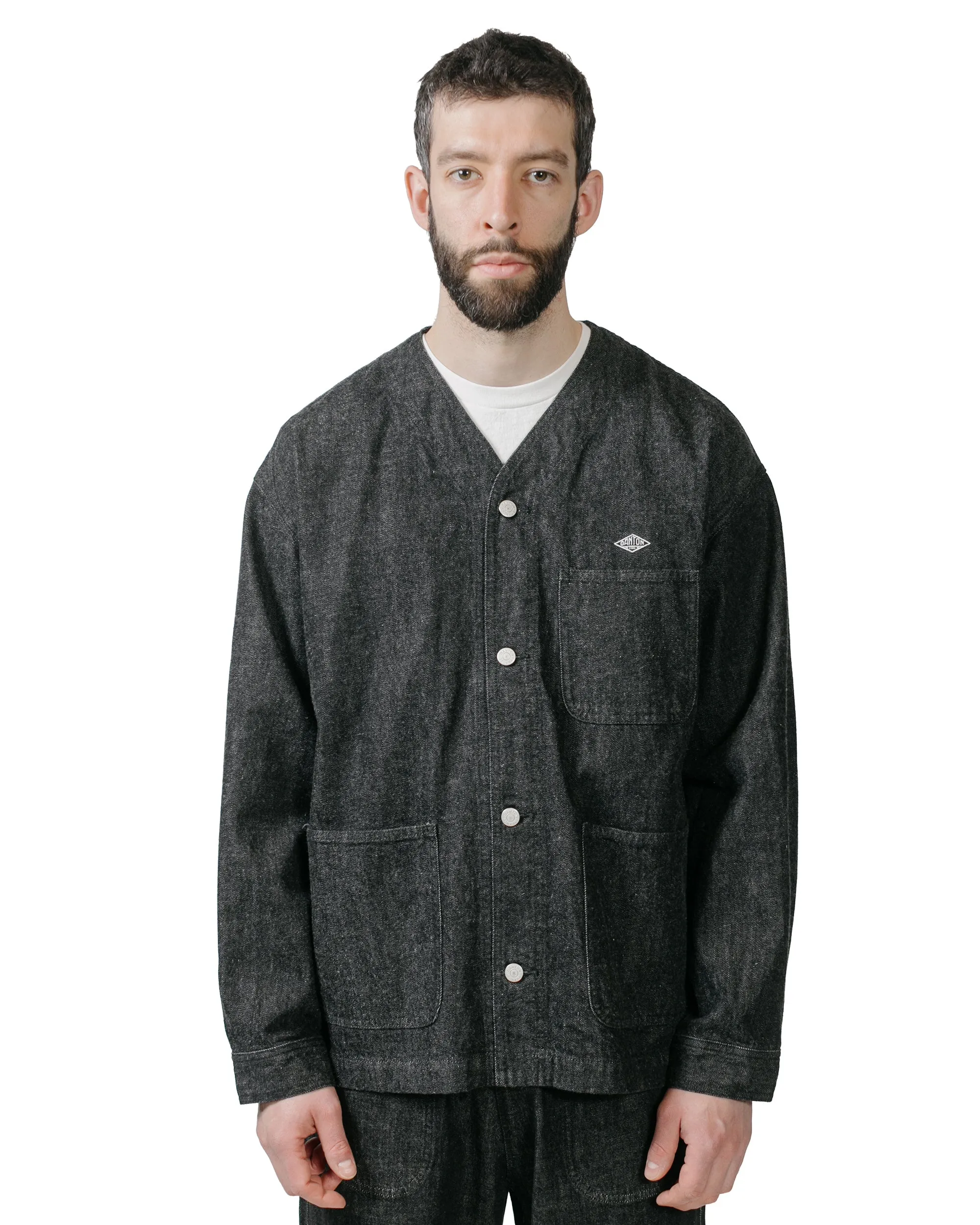 Danton 11oz Denim Collarless Jacket Black