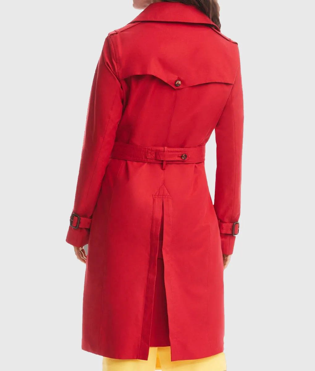 Dark Matter Amanda Coat Alice Braga Red Cotton Trench Coat | TLC UK