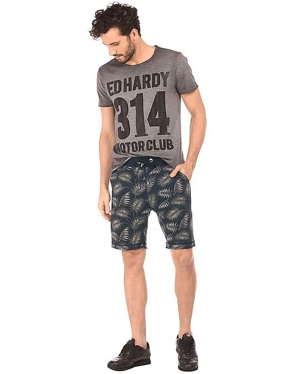 Ed Hardy Drawstring Waist Printed Shorts