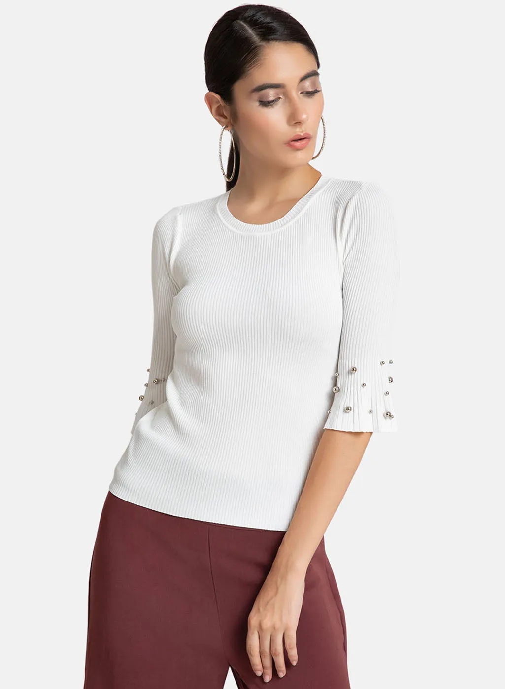 Embellished Flared Sleeves Top