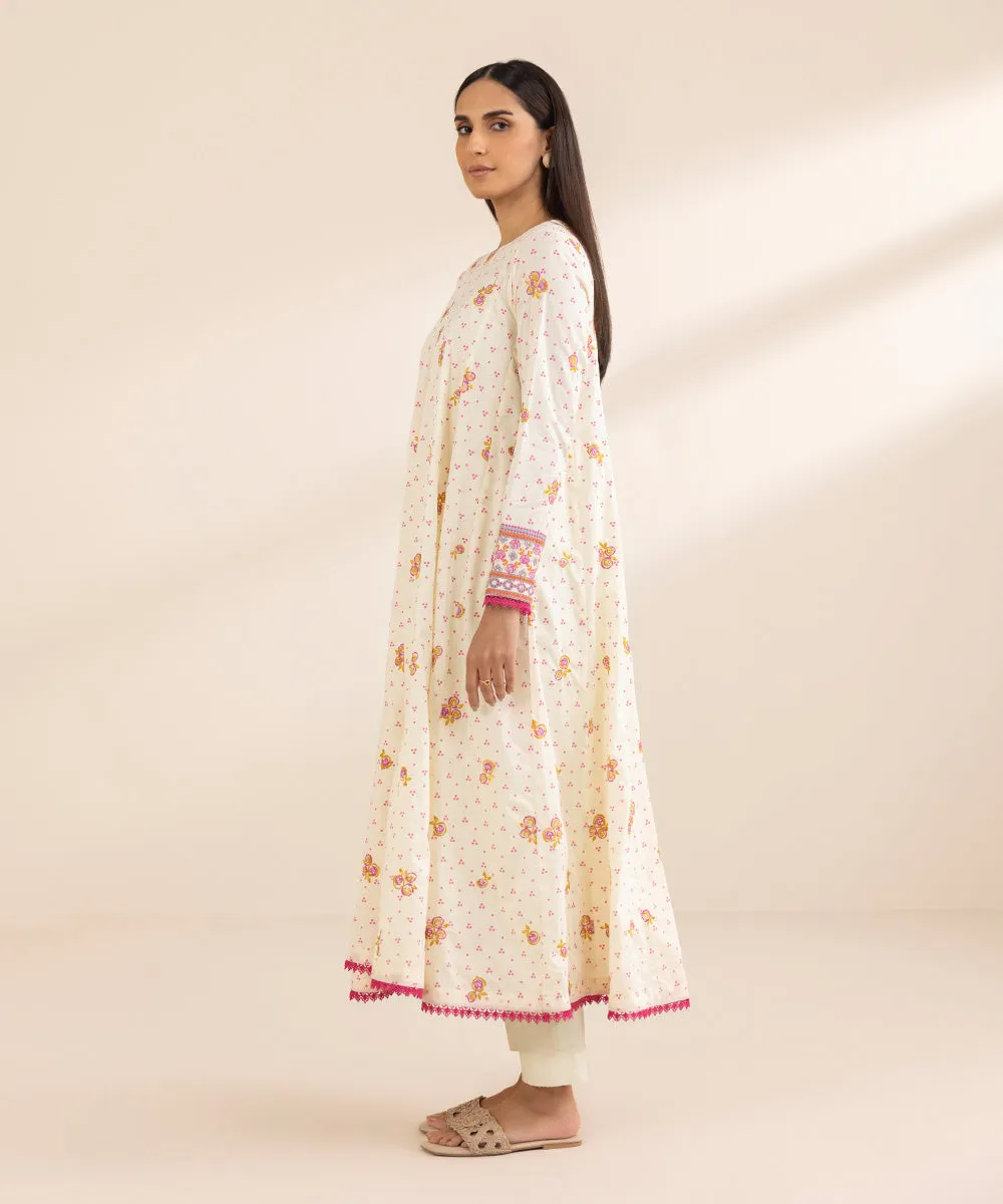 Embroidered Flared Lawn Shirt