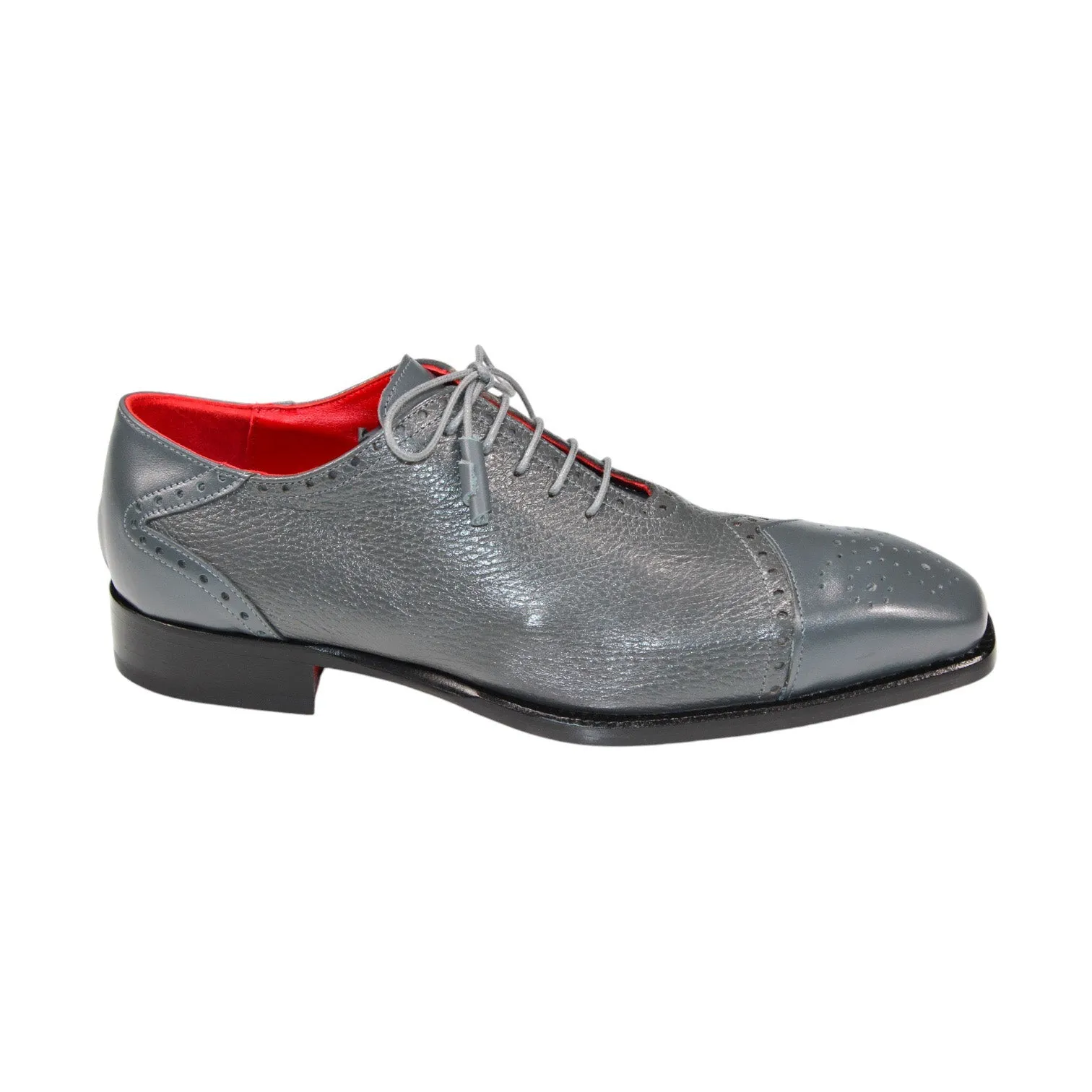 Emilio Franco Bosco Men's Shoes Grey Calf/Deer Leather Oxfords (EF1206)