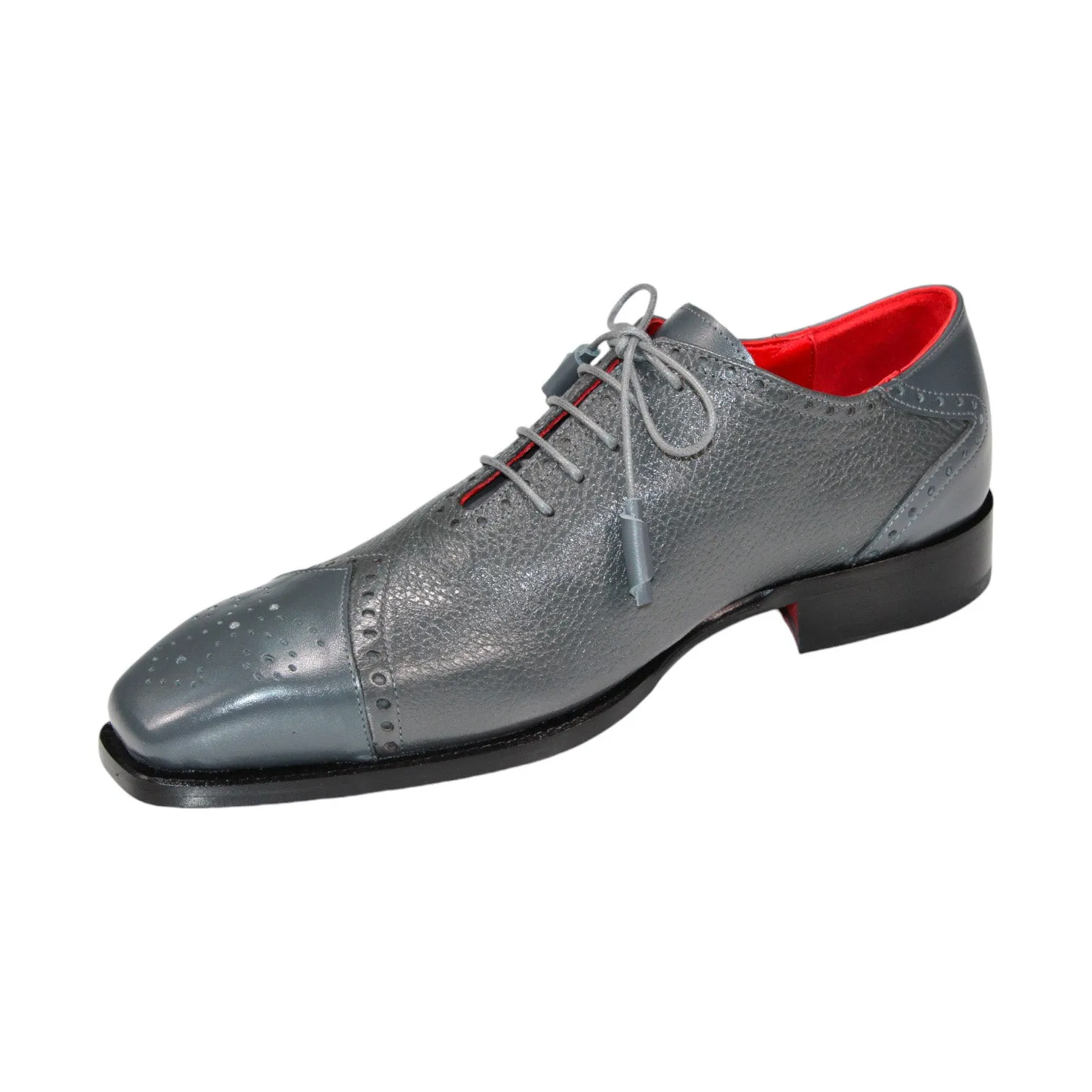 Emilio Franco Bosco Men's Shoes Grey Calf/Deer Leather Oxfords (EF1206)