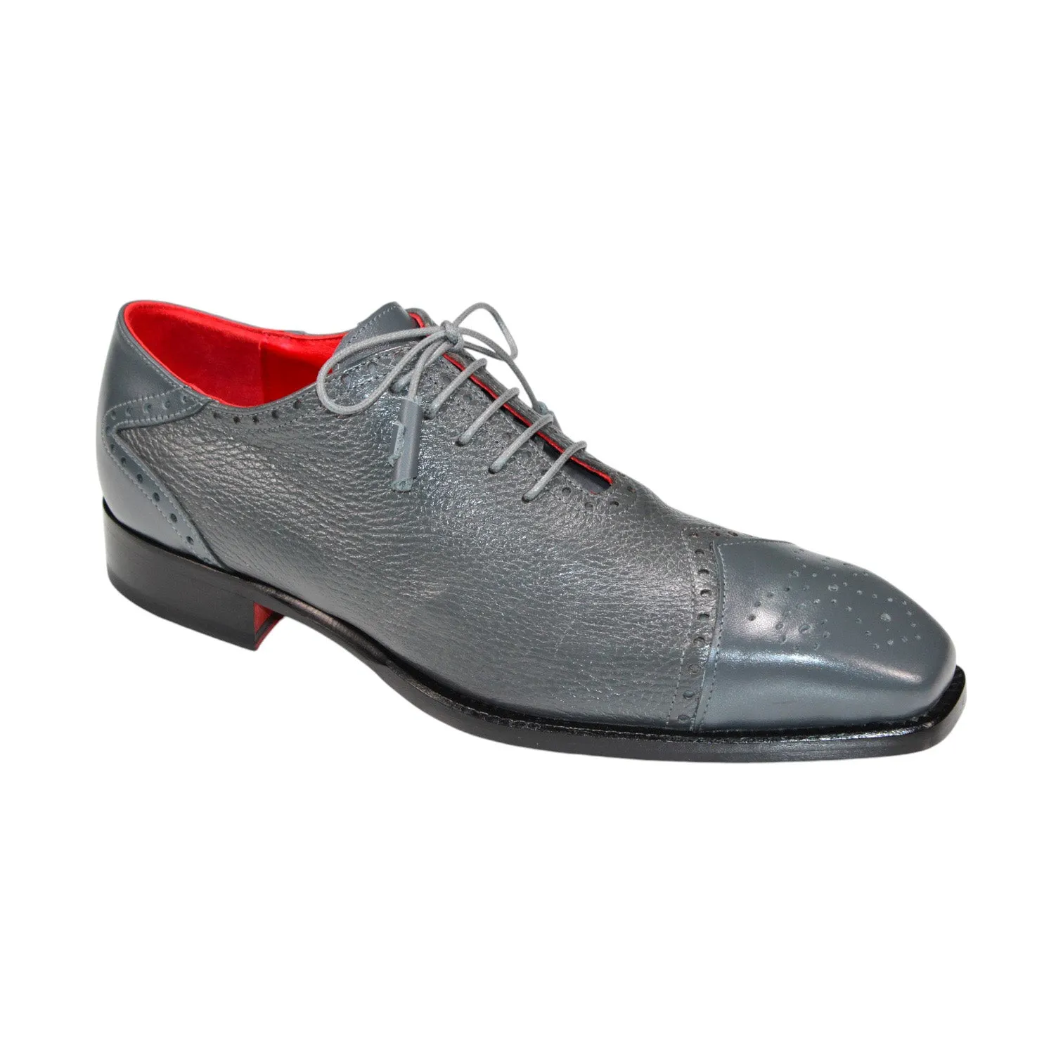 Emilio Franco Bosco Men's Shoes Grey Calf/Deer Leather Oxfords (EF1206)