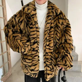 Faux Fur Tiger Jacket Korean Style