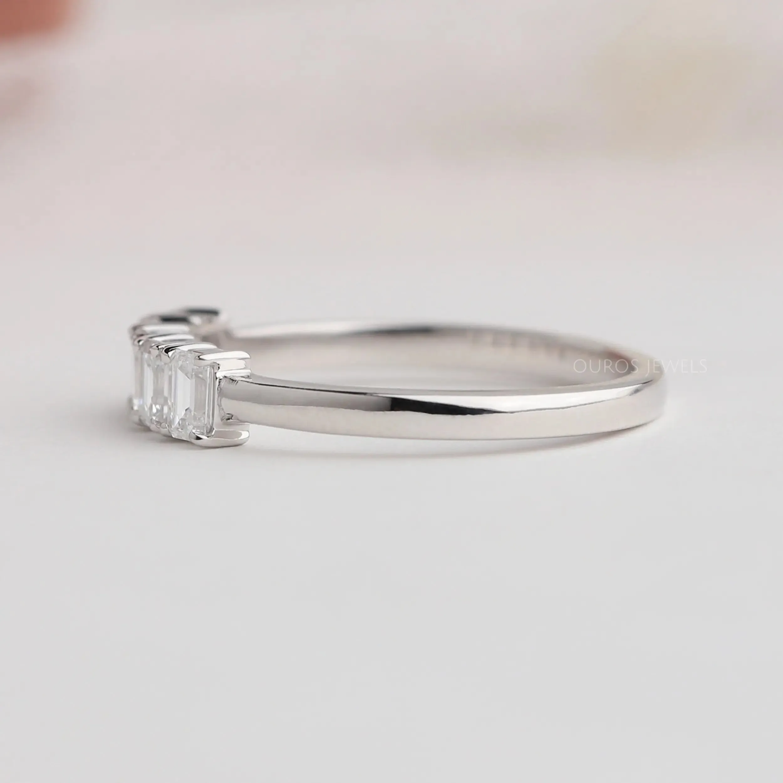 Five & Seven Stone Emerald Cut Lab Grown  Diamond  Wedding Band