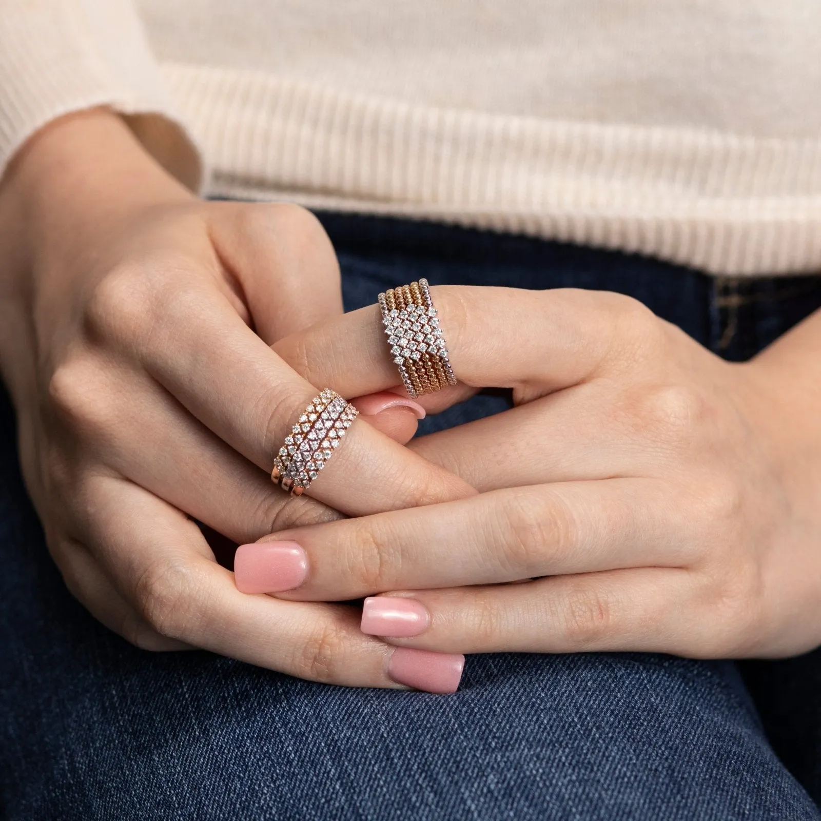 Five Diamond Beaded Ring