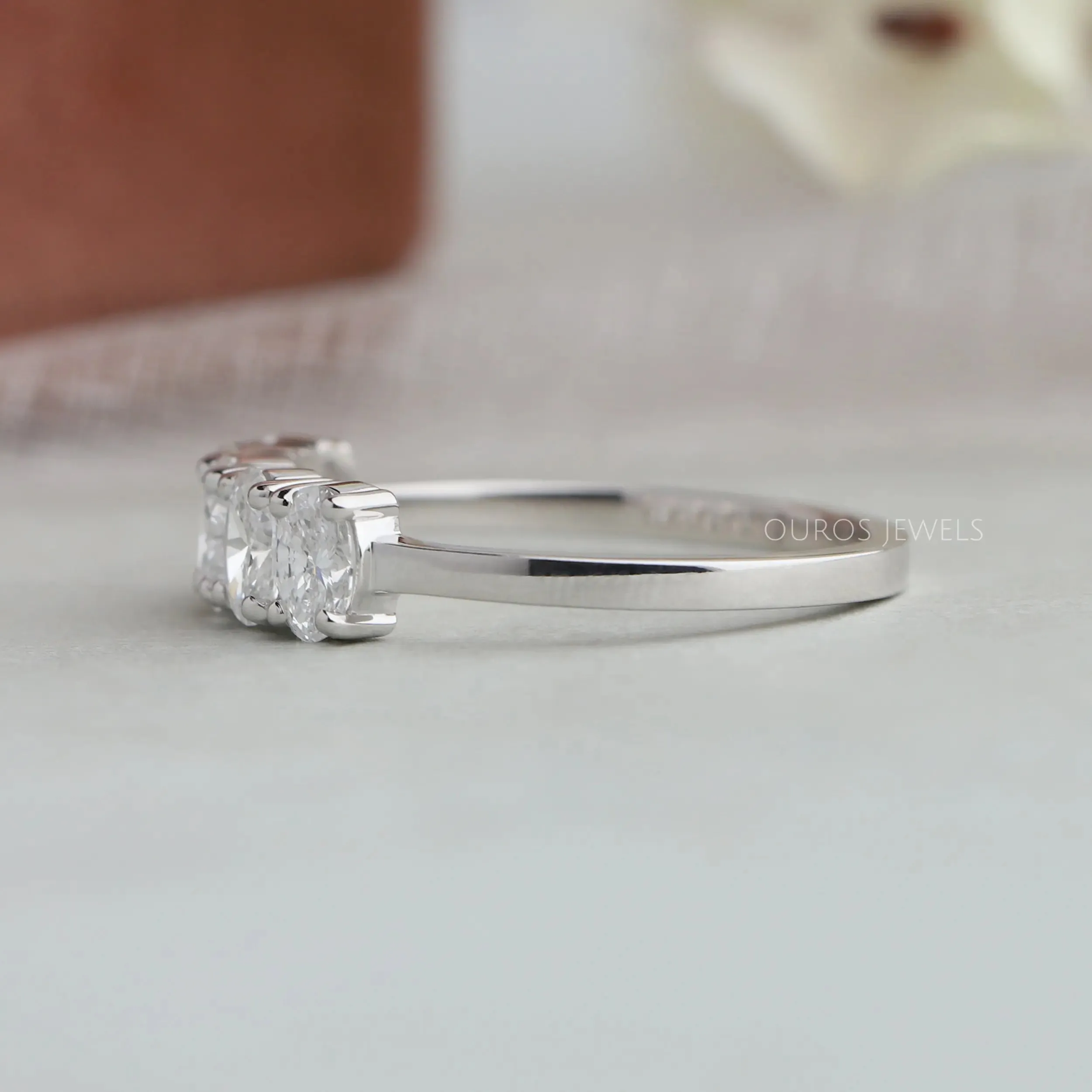 Five Stone Oval Cut Lab Grown Diamond  Wedding Ring