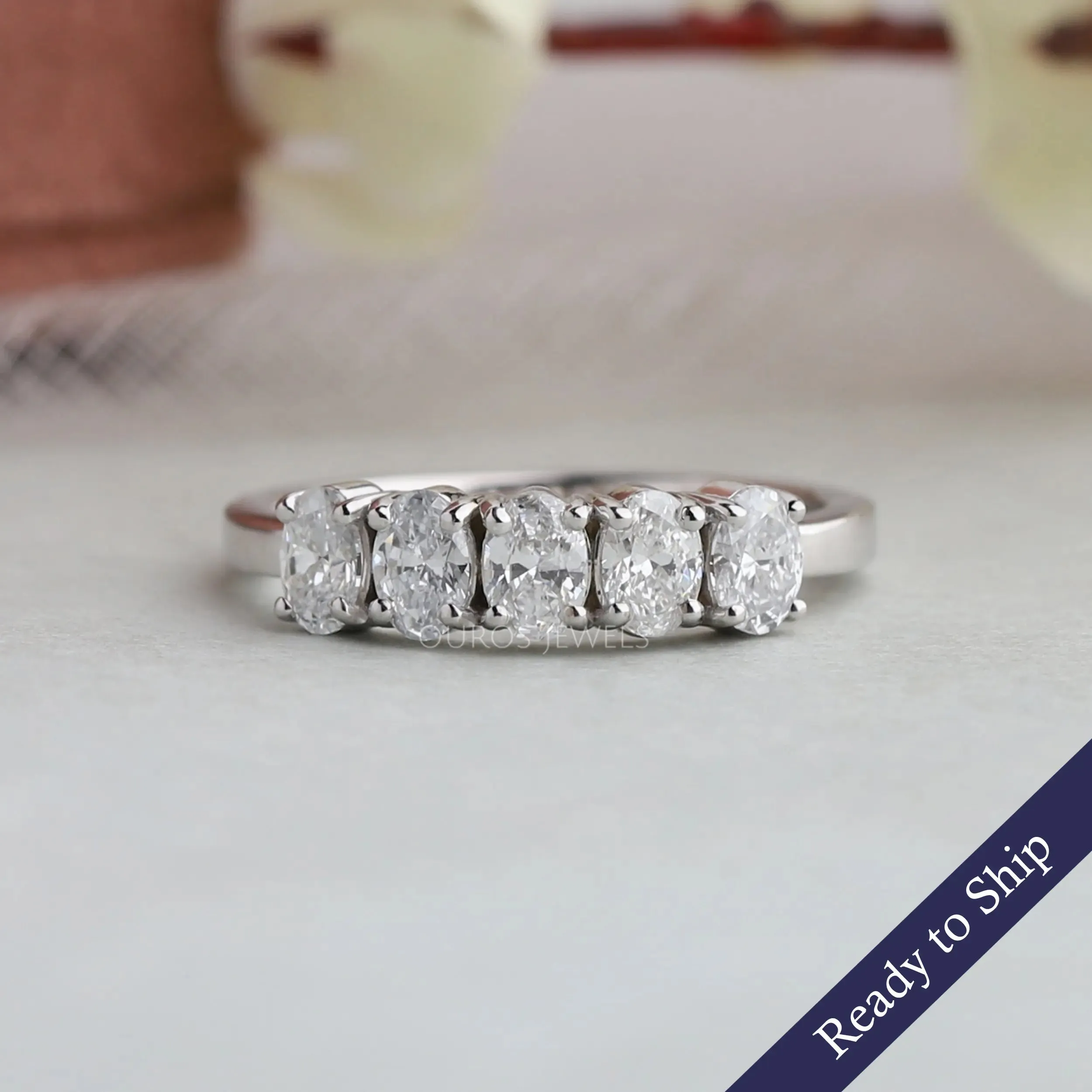 Five Stone Oval Diamond  Wedding Ring