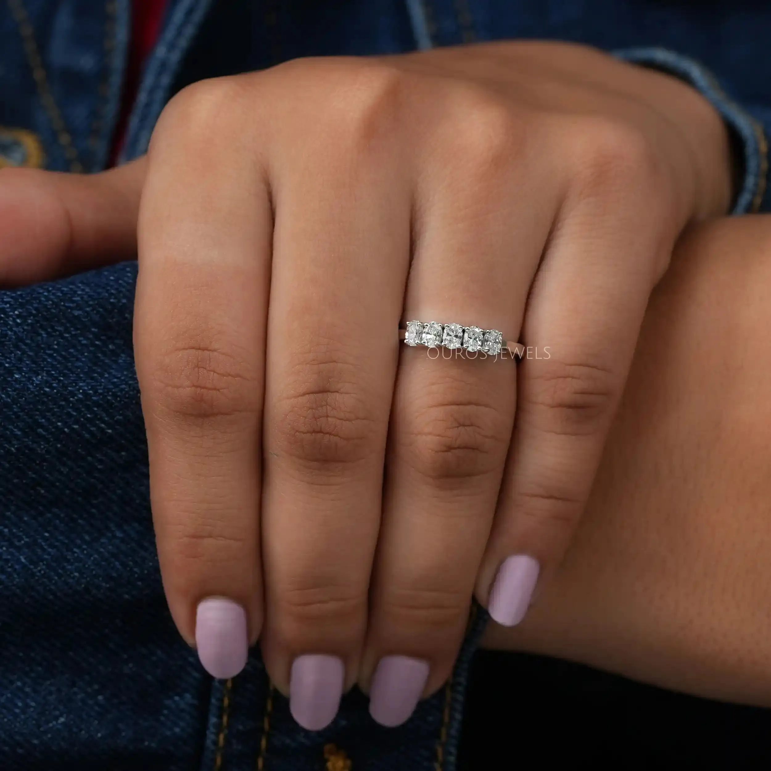 Five Stone Oval Diamond  Wedding Ring