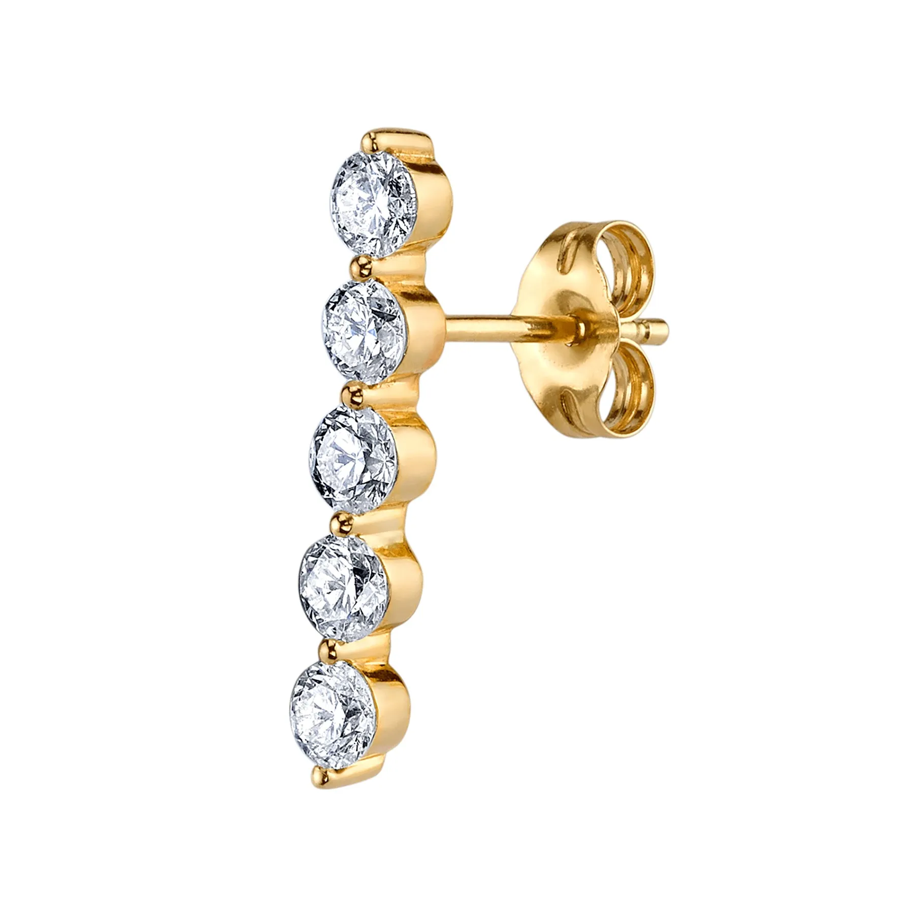 Five Stud Earring - White Diamond / 14k Yellow Gold