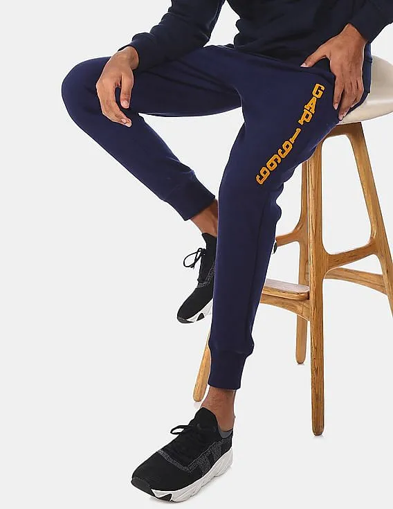 GAP Men Navy Elasticized Drawstring Waist Brand Print Joggers