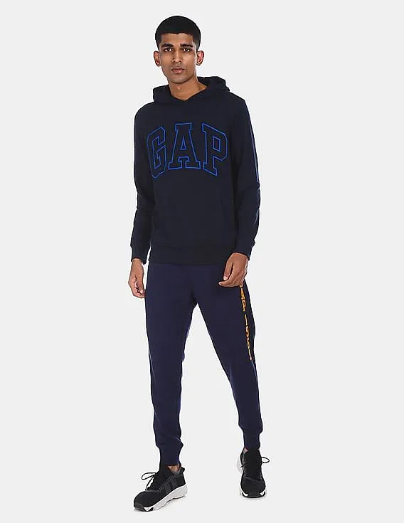 GAP Men Navy Elasticized Drawstring Waist Brand Print Joggers