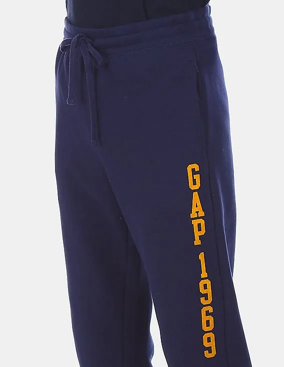 GAP Men Navy Elasticized Drawstring Waist Brand Print Joggers